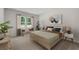 Bright bedroom featuring a light wood bed, a bench by the window, and neutral decor at 3178 Birdsong Ave, Covington, GA 30016