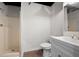 Bathroom with updated vanity, toilet and tile shower at 17 Hiram Way, Hiram, GA 30141