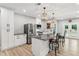 The open concept kitchen has stainless appliances and a center island with bar seating at 2470 Crimson Downs Dr, Cumming, GA 30040