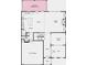 Layout of the first floor includes 2 car garage, kitchen, great room, dining, flex room, and half bath at 3198 Shirecrest Ln, Dacula, GA 30019