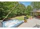 Lush backyard featuring hot tub, landscaped yard, perfect for relaxation and entertainment at 3235 Munsey Ct, Cumming, GA 30041