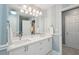 Elegant bathroom with dual sinks, white cabinets, and stylish lighting, perfect for a fresh start at 3235 Munsey Ct, Cumming, GA 30041