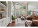 Open-concept living room featuring high ceilings, hardwood floors, and stylish furniture at 3235 Munsey Ct, Cumming, GA 30041
