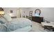 Large main bedroom featuring an area for a desk, television, chair, and large bed with a soft gray carpet at 3235 Munsey Ct, Cumming, GA 30041