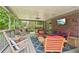 Relaxing screened-in patio with ceiling fan, TV, comfortable seating, and cozy decor at 3235 Munsey Ct, Cumming, GA 30041