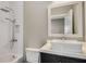 Bathroom with a walk in shower, modern square sink and floating vanity at 472 Martin Se St # 10, Atlanta, GA 30312