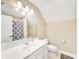 Bright bathroom featuring a shower, mirror, and vanity with a modern sink and faucet at 328 Broadmoor Way, Mcdonough, GA 30253