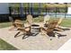 A lovely outdoor brick firepit surrounded by adirondack chairs on a brick patio at 2670 Brookview Nw Ln, Atlanta, GA 30318