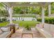 Covered outdoor lounge area with comfortable seating overlooking a lush backyard at 1201 Beech Valley Ne Rd, Atlanta, GA 30306