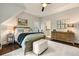 Serene bedroom with ceiling fan, fluffy ottoman, stylish area rug and natural light at 1201 Beech Valley Ne Rd, Atlanta, GA 30306