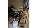 An untidy dining room with boxes on the floor at 4752 Browns Mill Ferry Rd, Lithonia, GA 30038