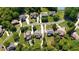 Aerial view of a quiet neighborhood surrounded by mature trees and green lawns at 3735 Duckcove Way, Cumming, GA 30041