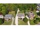 Aerial view of a home with an in-ground pool and lush green landscaping at 3735 Duckcove Way, Cumming, GA 30041
