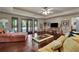 Spacious living room featuring hardwood floors and multiple doors to the exterior at 3735 Duckcove Way, Cumming, GA 30041