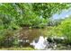 Scenic pond view surrounded by lush greenery and mature trees, creating a serene and natural setting at 6520 Glen Pond Trce, Cumming, GA 30028