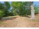 Expansive backyard with a flat, cleared area and mature trees providing a tranquil and private outdoor space at 264 Rockin Hill Dr, Marietta, GA 30060