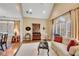 Inviting living room featuring vaulted ceilings, plantation shutters, and an elegant design at 350 Declaire Ne Way, Marietta, GA 30067
