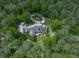 Aerial view shows a home surrounded by lush greenery and a winding driveway at 275 Frances Rd, Canton, GA 30114