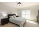 Bedroom with neutral walls, carpet, window, and a dresser under a wall-mounted television at 120 Kettering Trce, Tyrone, GA 30290