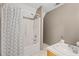 Bathroom features shower/tub combination, single sink and neutral walls at 1645 Four Notch Rd, Carrollton, GA 30116