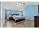 Spacious main bedroom with high ceilings, wood floors, blue walls, and lots of natural light at 4015 Arch Pass, Cumming, GA 30040