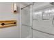 Clean bathroom shower with a glass sliding door and modern fixtures at 118 Hunters Pl, Villa Rica, GA 30180