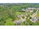 Aerial view of a neighborhood with well-manicured lawns and mature trees surrounding each house at 134 Johnston Farm Ln, Woodstock, GA 30188