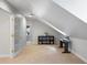 Angled bonus room with neutral walls, carpeting, and french doors providing additional living space, perfect as flex space at 6800 Wright Rd, Atlanta, GA 30328