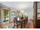 Inviting dining room featuring a wood table set, large windows, and a stylish overhead light fixture at 6800 Wright Rd, Atlanta, GA 30328