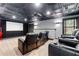Home movie theater with comfortable seating, projector, screen, and wall sconces at 220 Foxley Way, Roswell, GA 30075