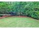 Green backyard with trampoline, dining area, and swing set at 2244 Deer Ridge Dr, Tucker, GA 30087