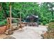 Inviting backyard patio with swing, dining area, and string lights at 2244 Deer Ridge Dr, Tucker, GA 30087