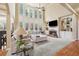 Bright living room featuring high ceilings, large windows, a cozy fireplace and built-in shelving at 1829 Alcovy Shoals Blf, Lawrenceville, GA 30045