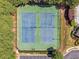 Overhead shot of the community tennis courts. The courts are surrounded by green trees at 1829 Alcovy Shoals Blf, Lawrenceville, GA 30045