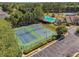 Community tennis courts nestled among lush greenery and trees, offering a serene recreational setting at 1829 Alcovy Shoals Blf, Lawrenceville, GA 30045
