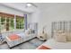 Bright bedroom has two twin beds, side table, a window with curtains, and an area rug at 770 Wellesley Nw Dr, Atlanta, GA 30305