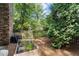 Fenced backyard featuring a garden bed, grassy area, and surrounding trees for privacy at 1435 Withmere Ln, Atlanta, GA 30338