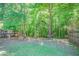 A spacious backyard featuring lush green grass, mature trees, and a wood fence at 4812 Browns Mill Ferry Rd, Lithonia, GA 30038