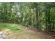 Fenced-in backyard with a well-maintained lawn and mature trees offers privacy at 144 Boones Ridge Se Pkwy, Acworth, GA 30102