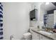 Clean bathroom with granite countertop, modern sink, white walls, and a shower/tub combo with a curtain at 144 Boones Ridge Se Pkwy, Acworth, GA 30102