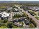 Aerial view of modern townhomes in a community near commercial area and parking at 2172 Peach Se Ln, Smyrna, GA 30080
