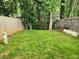 A grassy backyard area with trees and a wooden fence, perfect for outdoor activities and enjoying nature at 3800 Travis Trce, Decatur, GA 30032