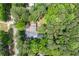 An aerial view of a charming home with lush, mature trees and landscape at 466 Victoria Rd, Woodstock, GA 30189