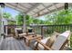 Inviting covered patio with cozy seating, a wooden table, and a pleasant view of the backyard and neighborhood at 1634 Glenwood Se Ave, Atlanta, GA 30316