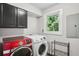Convenient laundry room featuring a front-load washer and dryer and upper cabinets at 1712 Shirley Sw St, Atlanta, GA 30310