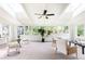 Bright sunroom with skylights, walls of windows, neutral decor, and ceiling fan at 2730 Burtz Dr, Marietta, GA 30068