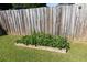 A raised garden bed is in this fenced backyard at 330 Bay Grove Rd, Loganville, GA 30052