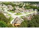 An aerial view of the neighborhood featuring mature trees and landscaping at 859 Heritage Lake Way, Grayson, GA 30017