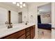 Bright bathroom with double sinks and bronze fixtures at 204 Arthur Hills Dr, Acworth, GA 30101
