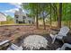 Relaxing backyard with a fire pit, wood fence, and mature trees at 4104 Glenaire Nw Way, Acworth, GA 30101